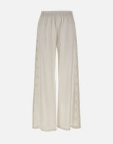 Pantaloni in lino con dettagli in pizzo W01210781 OFFWHITE MAURIZIO MYKONOS 
