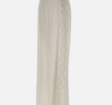 Pantaloni in lino con dettagli in pizzo W01210781 OFFWHITE MAURIZIO MYKONOS 