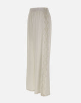 Pantaloni in lino con dettagli in pizzo W01210781 OFFWHITE MAURIZIO MYKONOS 