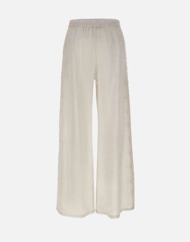 Pantaloni in lino con dettagli in pizzo W01210781 OFFWHITE MAURIZIO MYKONOS 