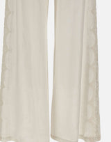 Pantaloni in lino con dettagli in pizzo W01210781 OFFWHITE MAURIZIO MYKONOS 