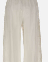 Pantaloni in lino con dettagli in pizzo W01210781 OFFWHITE MAURIZIO MYKONOS 