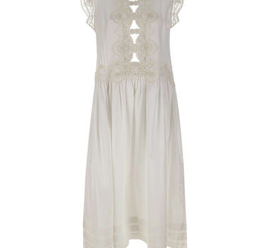 Abito lungo con pizzo floreale W06040581 WHITE MAURIZIO MYKONOS 