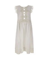 Abito lungo con pizzo floreale W06040581 WHITE MAURIZIO MYKONOS 