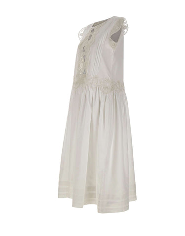 Abito lungo con pizzo floreale W06040581 WHITE MAURIZIO MYKONOS 