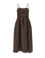 Abito lungo in misto lino con ricami W06170781 CHOCOLATE MAURIZIO MYKONOS 