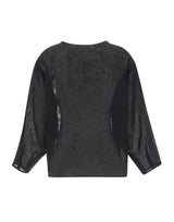 Blusa in misto lino con ricami W08111081 BLACK MAURIZIO MYKONOS 