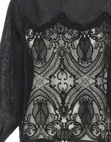 Blusa in misto lino con ricami W08111081 BLACK MAURIZIO MYKONOS 