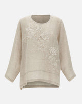 Blusa in lino con dettagli in pizzo W08221081 LTBROWN MAURIZIO MYKONOS 