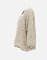 Blusa in lino con dettagli in pizzo W08221081 LTBROWN MAURIZIO MYKONOS 
