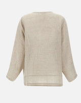 Blusa in lino con dettagli in pizzo W08221081 LTBROWN MAURIZIO MYKONOS 