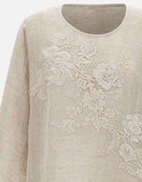 Blusa in lino con dettagli in pizzo W08221081 LTBROWN MAURIZIO MYKONOS 