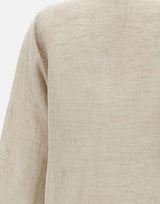 Blusa in lino con dettagli in pizzo W08221081 LTBROWN MAURIZIO MYKONOS 