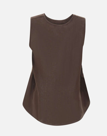 Top in lino con dettagli in pizzo W14040781 CHOCOLATE MAURIZIO MYKONOS 