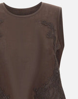 Top in lino con dettagli in pizzo W14040781 CHOCOLATE MAURIZIO MYKONOS 