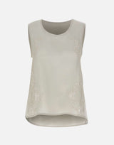 Top in lino con dettagli in pizzo W14040781 OFFWHITE MAURIZIO MYKONOS 