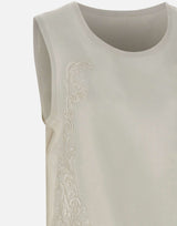 Top in lino con dettagli in pizzo W14040781 OFFWHITE MAURIZIO MYKONOS 