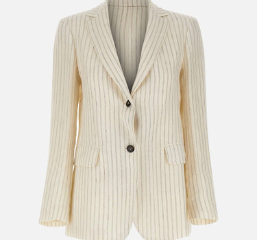 MAX MARA STUDIO Blazer in lino gessato WHITE Donna 