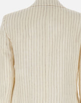 MAX MARA STUDIO Blazer in lino gessato WHITE Donna 