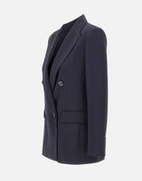 MAX MARA STUDIO Blazer sfiancato in crêpe di lana BLUE Donna 