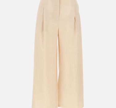 MAX MARA STUDIO Pantaloni crop in tela ramié BEIGE Donna 