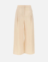 MAX MARA STUDIO Pantaloni crop in tela ramié BEIGE Donna 