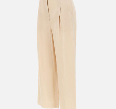 MAX MARA STUDIO Pantaloni crop in tela ramié BEIGE Donna 