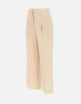 MAX MARA STUDIO Pantaloni crop in tela ramié BEIGE Donna 
