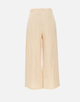 MAX MARA STUDIO Pantaloni crop in tela ramié BEIGE Donna 