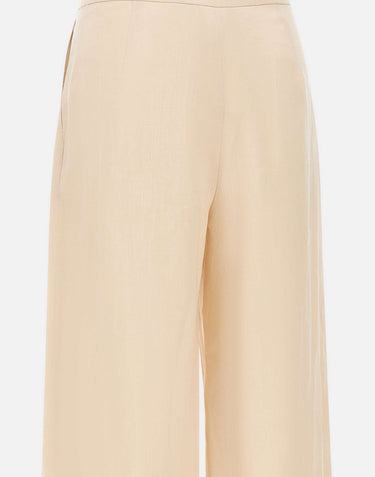 MAX MARA STUDIO Pantaloni crop in tela ramié BEIGE Donna 