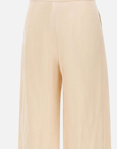 MAX MARA STUDIO Pantaloni crop in tela ramié BEIGE Donna 