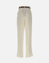 MAX MARA STUDIO Pantalone in lino gessato WHITE Donna 