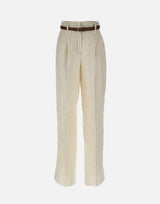 MAX MARA STUDIO Pantalone in lino gessato WHITE Donna 