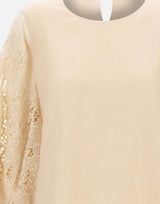 MAX MARA STUDIO Blusa in garza ramié e Sangallo BEIGE Donna 