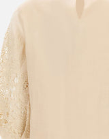 MAX MARA STUDIO Blusa in garza ramié e Sangallo BEIGE Donna 