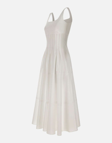 MAX MARA STUDIO Abito in popeline con gonna ampia WHITE Donna 