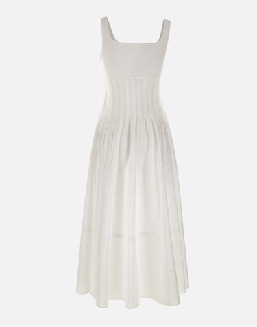 MAX MARA STUDIO Abito in popeline con gonna ampia WHITE Donna 
