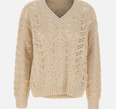 MAX MARA STUDIO Maglia in filato di cotone con paillettes BEIGE Donna 