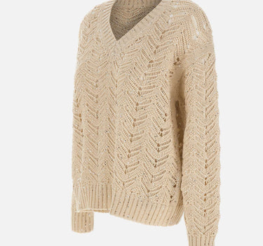 MAX MARA STUDIO Maglia in filato di cotone con paillettes BEIGE Donna 