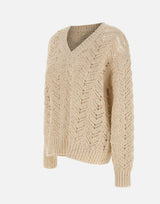 MAX MARA STUDIO Maglia in filato di cotone con paillettes BEIGE Donna 