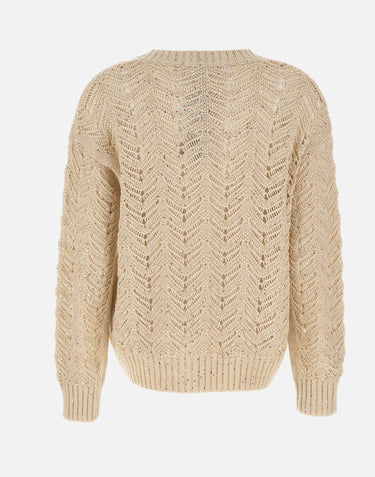 MAX MARA STUDIO Maglia in filato di cotone con paillettes BEIGE Donna 