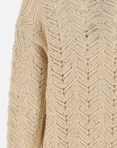 MAX MARA STUDIO Maglia in filato di cotone con paillettes BEIGE Donna 