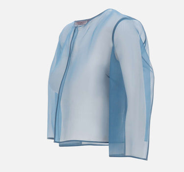 MAX MARA STUDIO ELEGANTE Giacca crop in organza di seta<BR/> Light Blue Donna 
