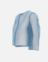 MAX MARA STUDIO ELEGANTE Giacca crop in organza di seta<BR/> Light Blue Donna 