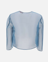 MAX MARA STUDIO ELEGANTE Giacca crop in organza di seta<BR/> Light Blue Donna 