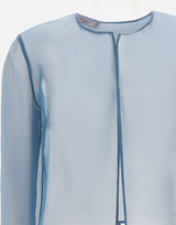 MAX MARA STUDIO ELEGANTE Giacca crop in organza di seta<BR/> Light Blue Donna 