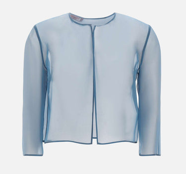MAX MARA STUDIO ELEGANTE Giacca crop in organza di seta<BR/> Light Blue Donna 