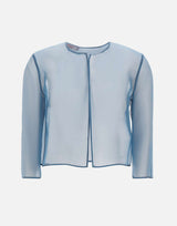 MAX MARA STUDIO ELEGANTE Giacca crop in organza di seta<BR/> Light Blue Donna 