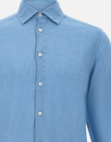 MC2 SAINT BARTH Camicia "Pamplona" in lino Light Blue Uomo 