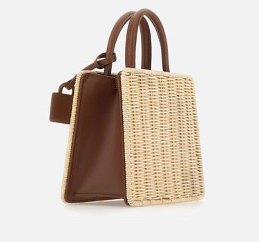 MC2 SAINT BARTH Borsa a mano "Shop Bag Mini Straw Leather" BEIGE Donna 